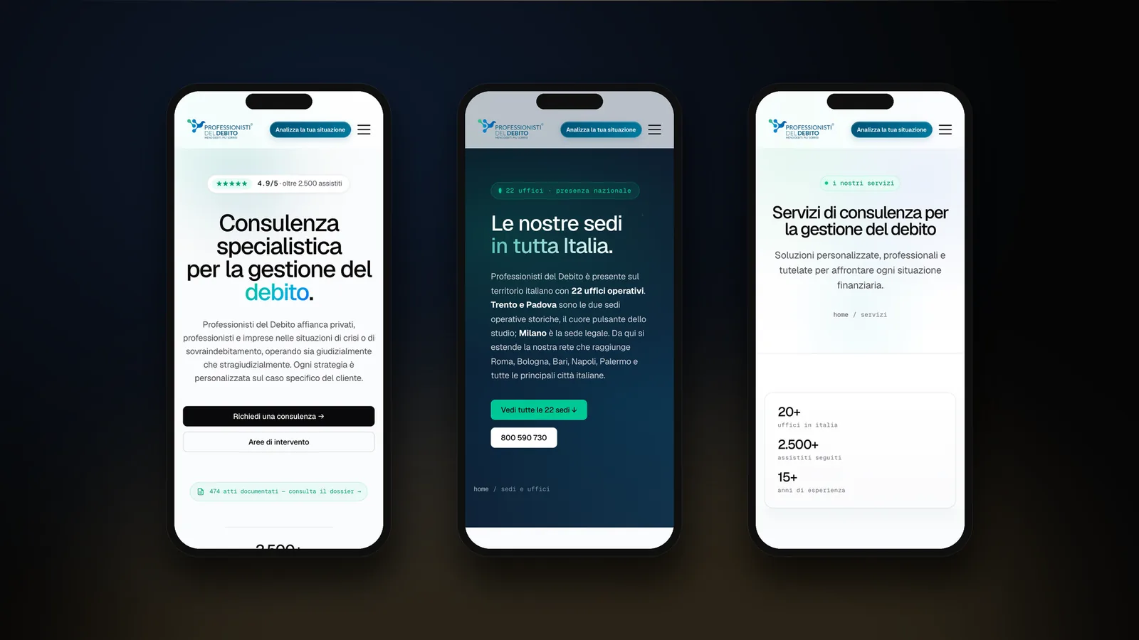 Il sito realizzato per Professionisti del Debito